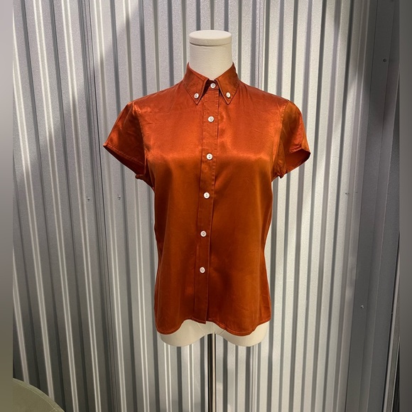 VTG silk blend burnt orange baby blouse - Picture 1 of 5